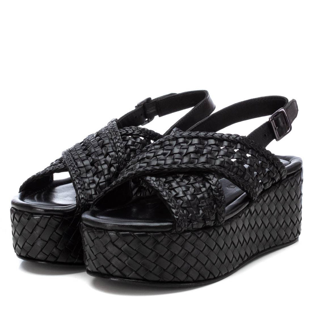 CARMELA--Black--Woven--leather--Platform--Sandal