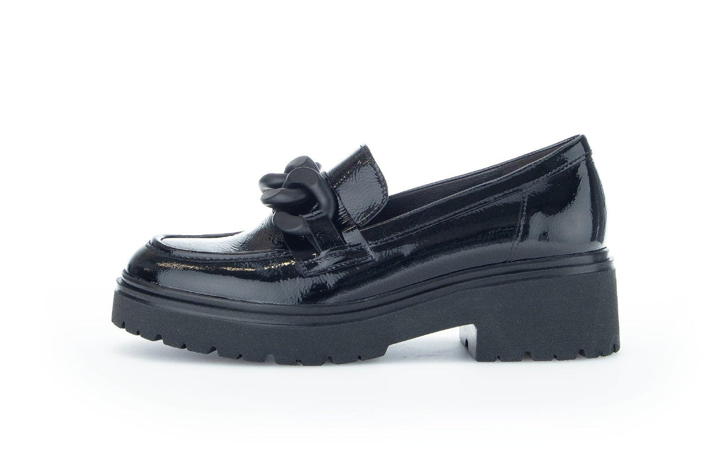     GABOR-Black-Patent-Leather-Chunky-Loafer-with-Chain-23097-1