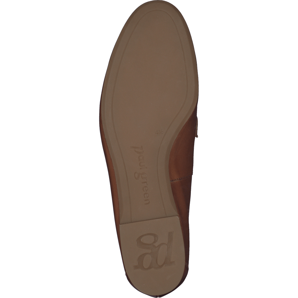 Paul-Green-2596-Dark-Tan-Leather-Loafers-with-Gold-Buckle