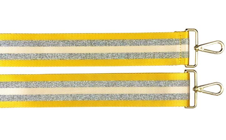    yellow -stripe-silver-handbag -strap