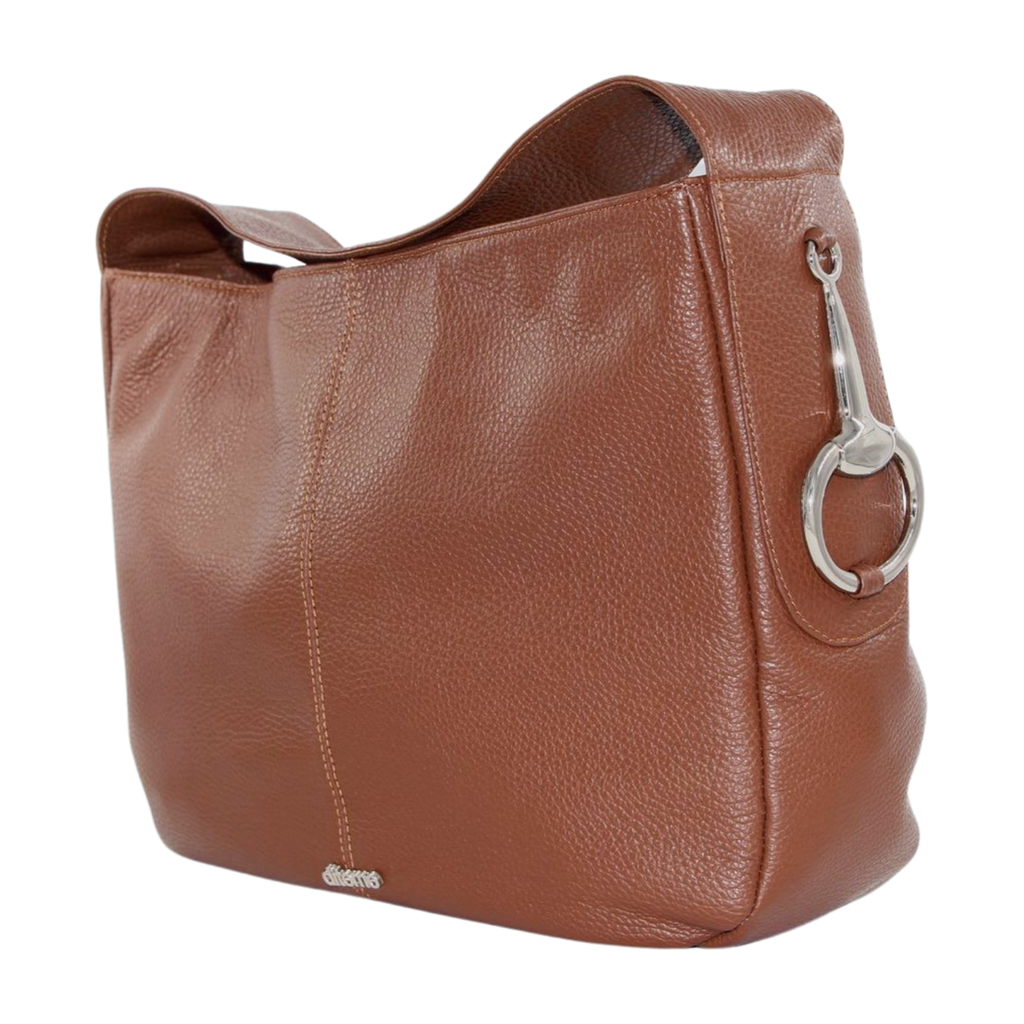 Ditomo-brown--leather-shoulder-bag-silver--bit-hardware