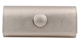 EMIS Gold Leather Clutch bag with brooch