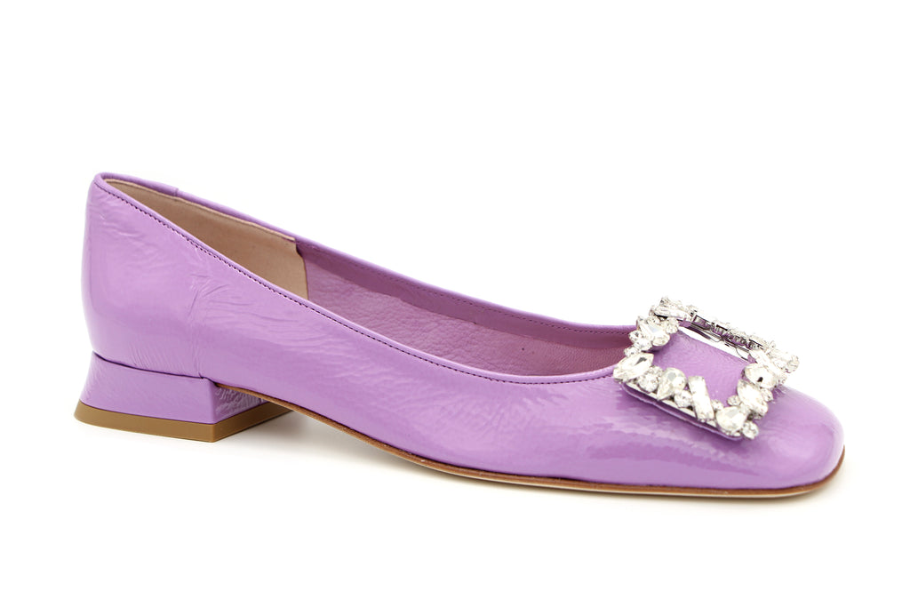     Fabucci-lilac-patent-ladies-ballerina-flat-shoe-with-diamante-buckle