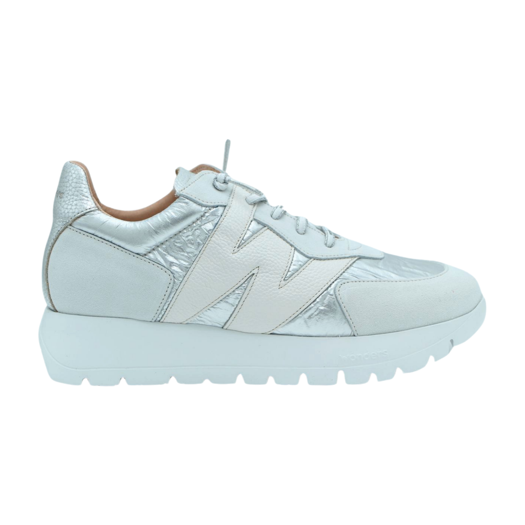 WONDERS---A-2464--White--Silver--Trainer