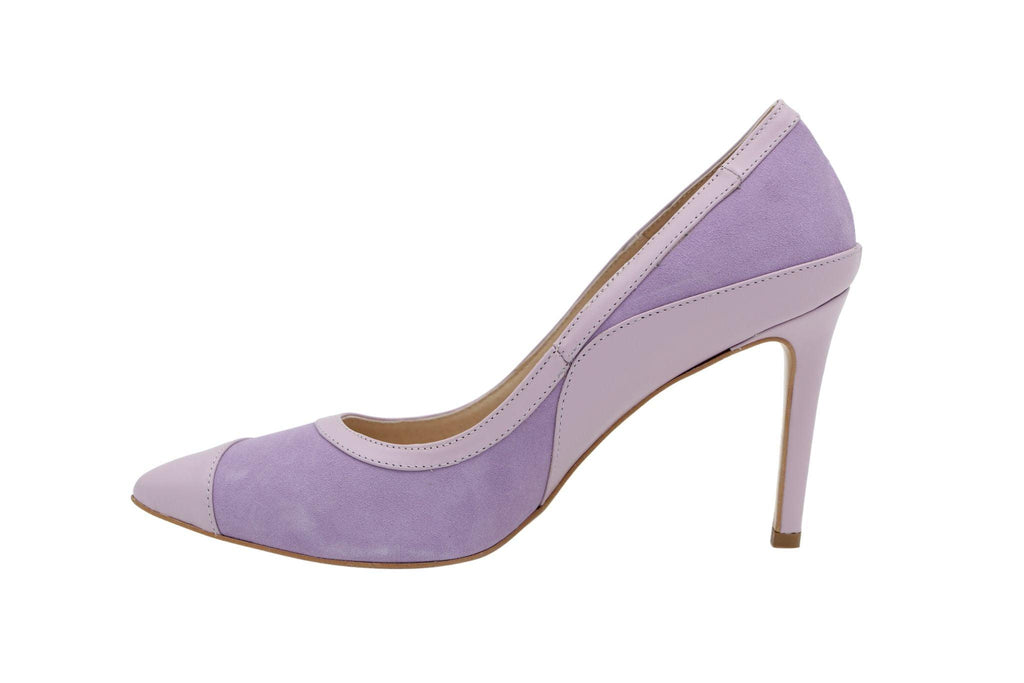 EMIS Lilac Two Tone Leather and Suede Pointed Toe Shoe