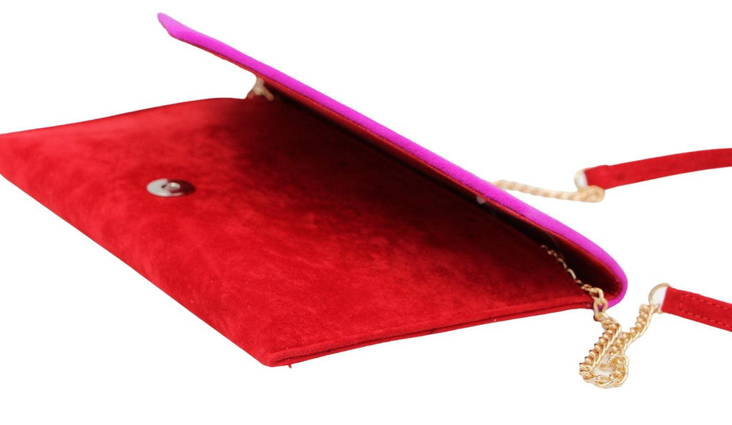 EMIS Magenta and red suede Clutch bag
