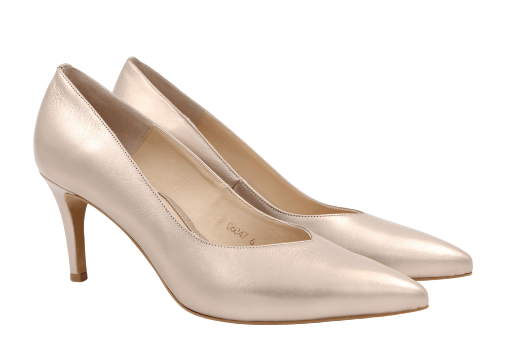 EMIS Pale Gold Leather V-Cut court shoe