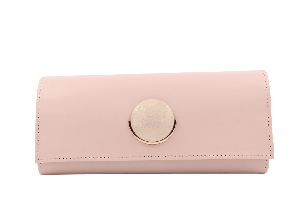 EMIS Pink Envelope clutch bag with brooch