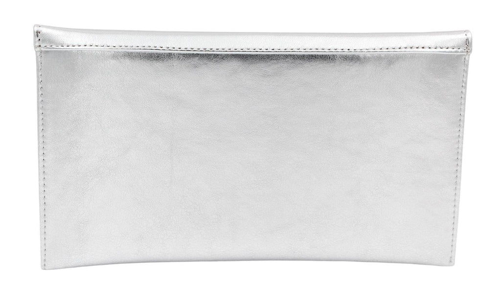 EMIS Silver Envelope Clutch Bag