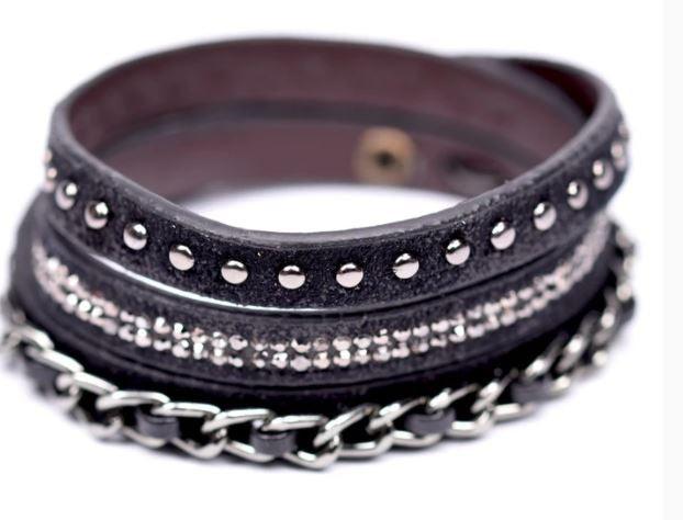 Fabucci black chain & stud wrap bracelet - Fabucci Shoes