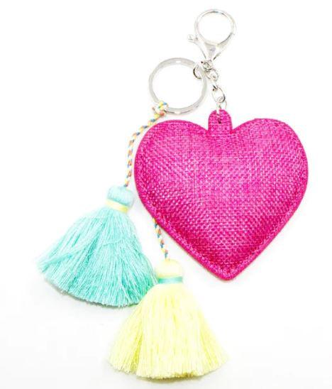 Fabucci Pink Heart with Tassels Bag Charm/Key Ring