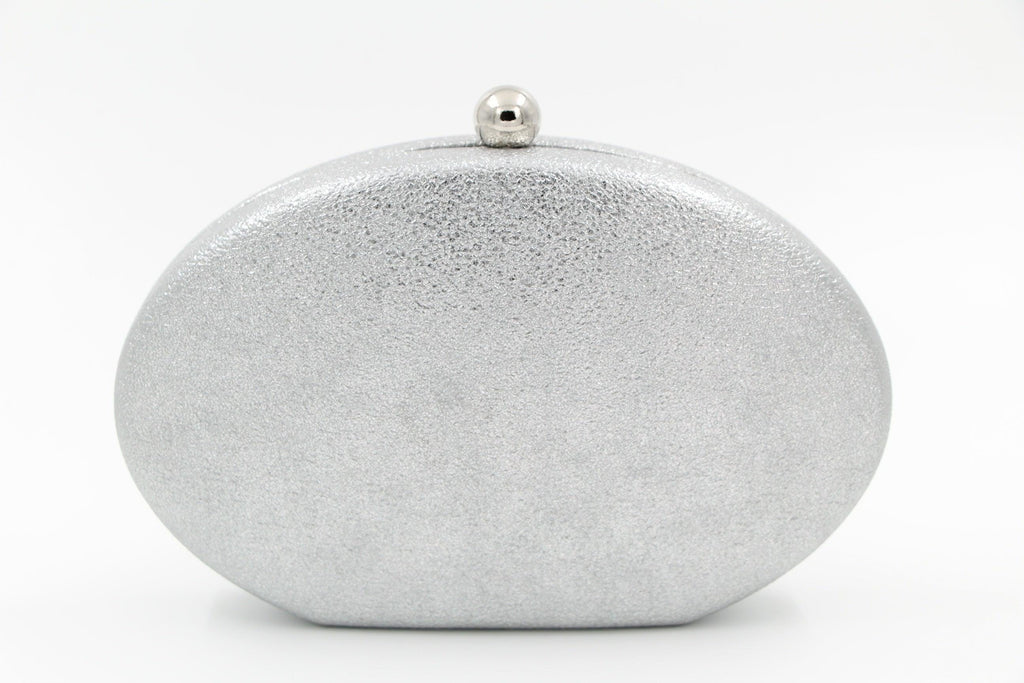 FABUCCI rounded silver clutch with rounded clasp - Fabucci Shoes
