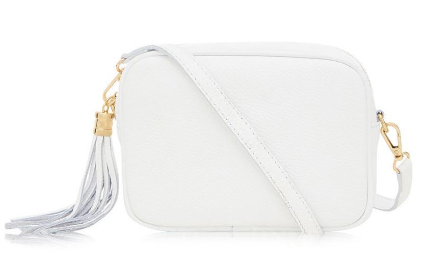 Fabucci White leather Crossbody bag with Tassel