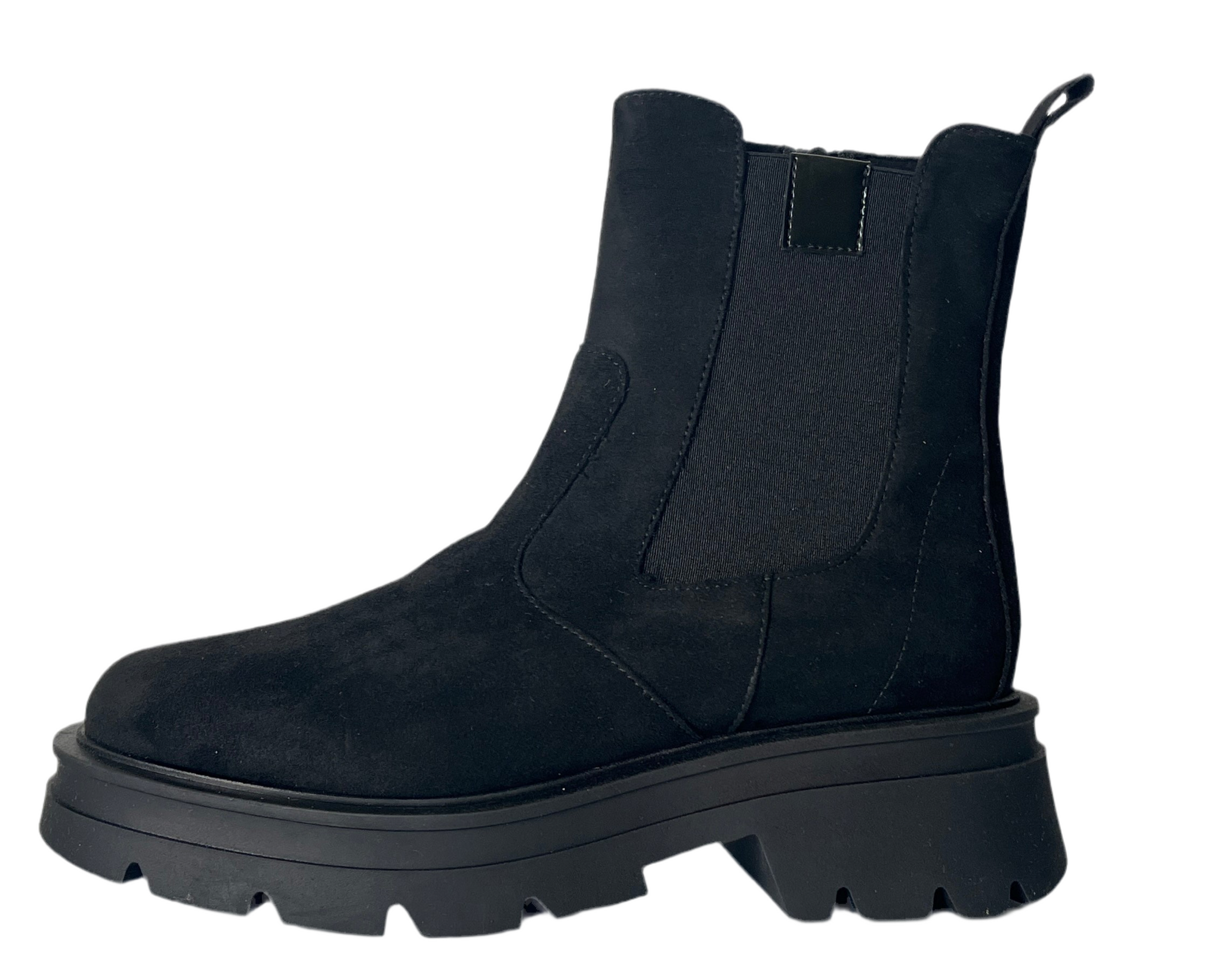 COMART Black Faux Suede Chunky Wedge Ankle Boot 8L-5479 – Fabucci Shoes