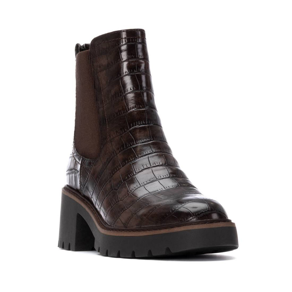 CARMELA -Brown -Leather -Chunky- Ankle- Boot