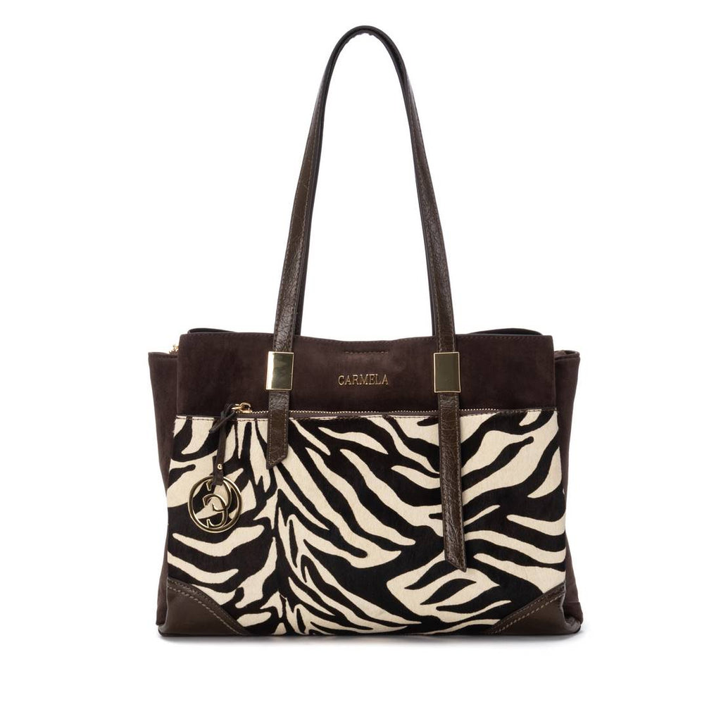 CARMELA Brown Print Tote Handbag