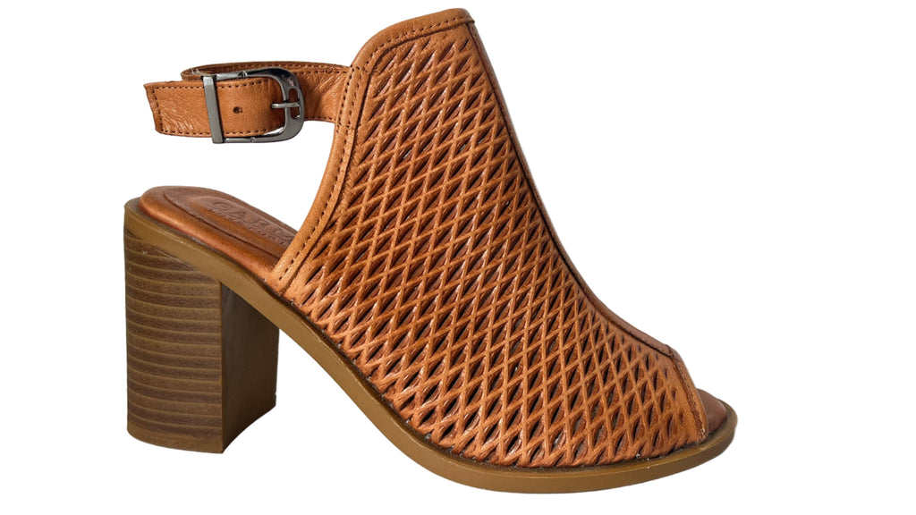 CARMELA Tan Leather  Heeled Sandal