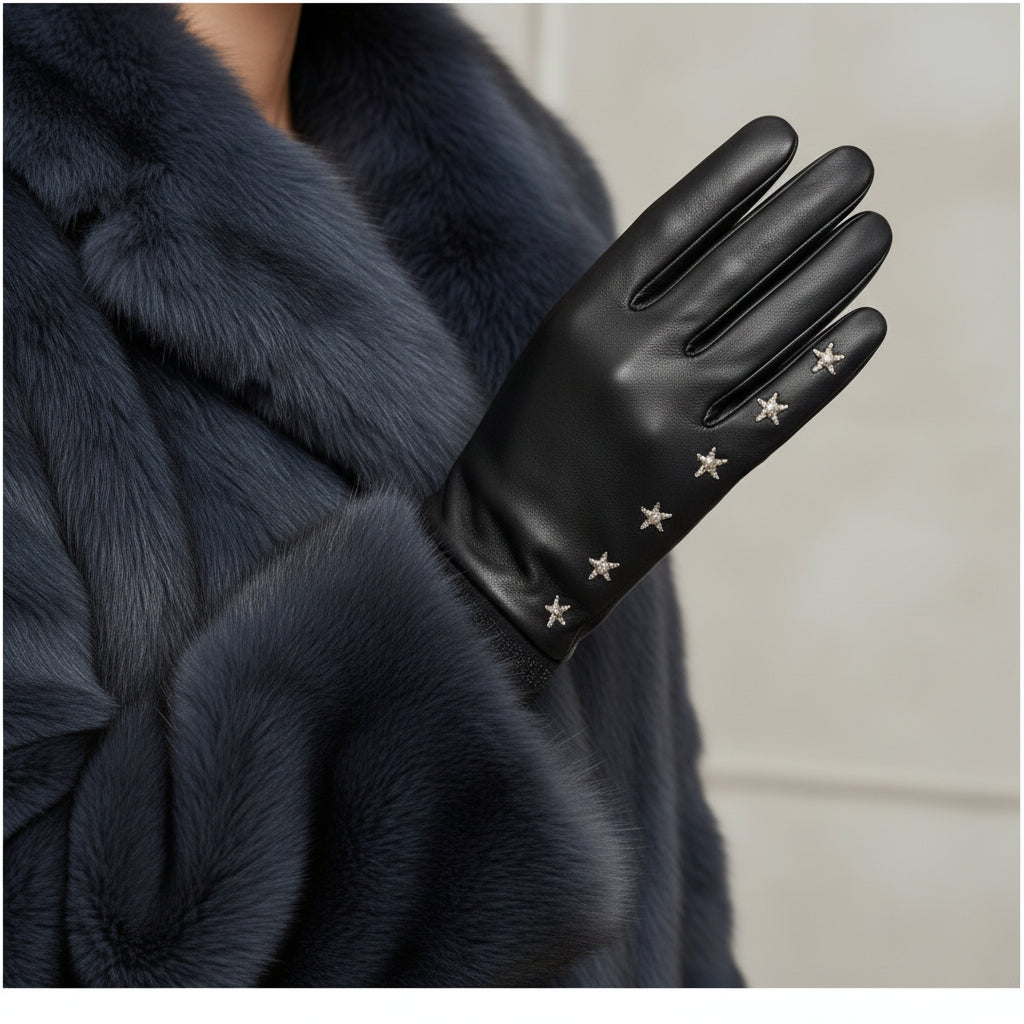 ELVIS-STAR-EMBROIDERED-LEATHER-GLOVE-BLACK