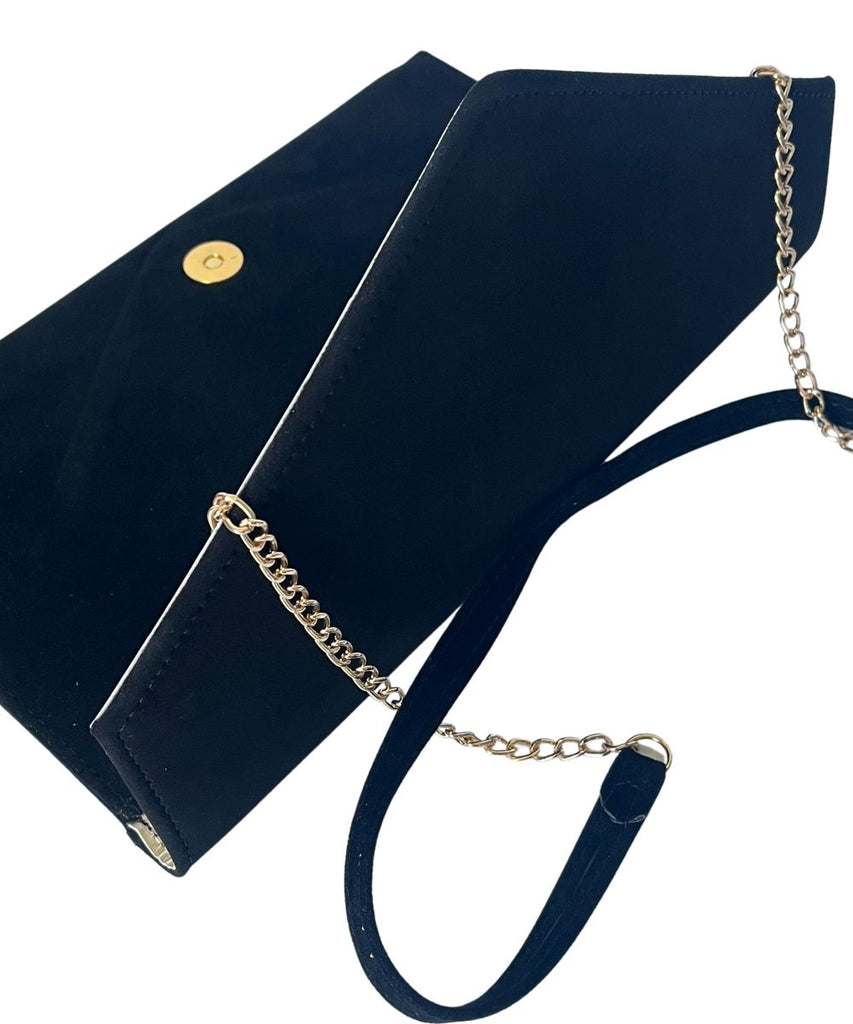 FABUCCI-BLACK-SUEDE-ENVELOPE-CLUTCH-HANDBAG