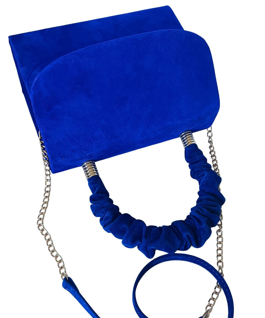 Fabucci- Royal -BluE -Suede -Handbag -with -Handle