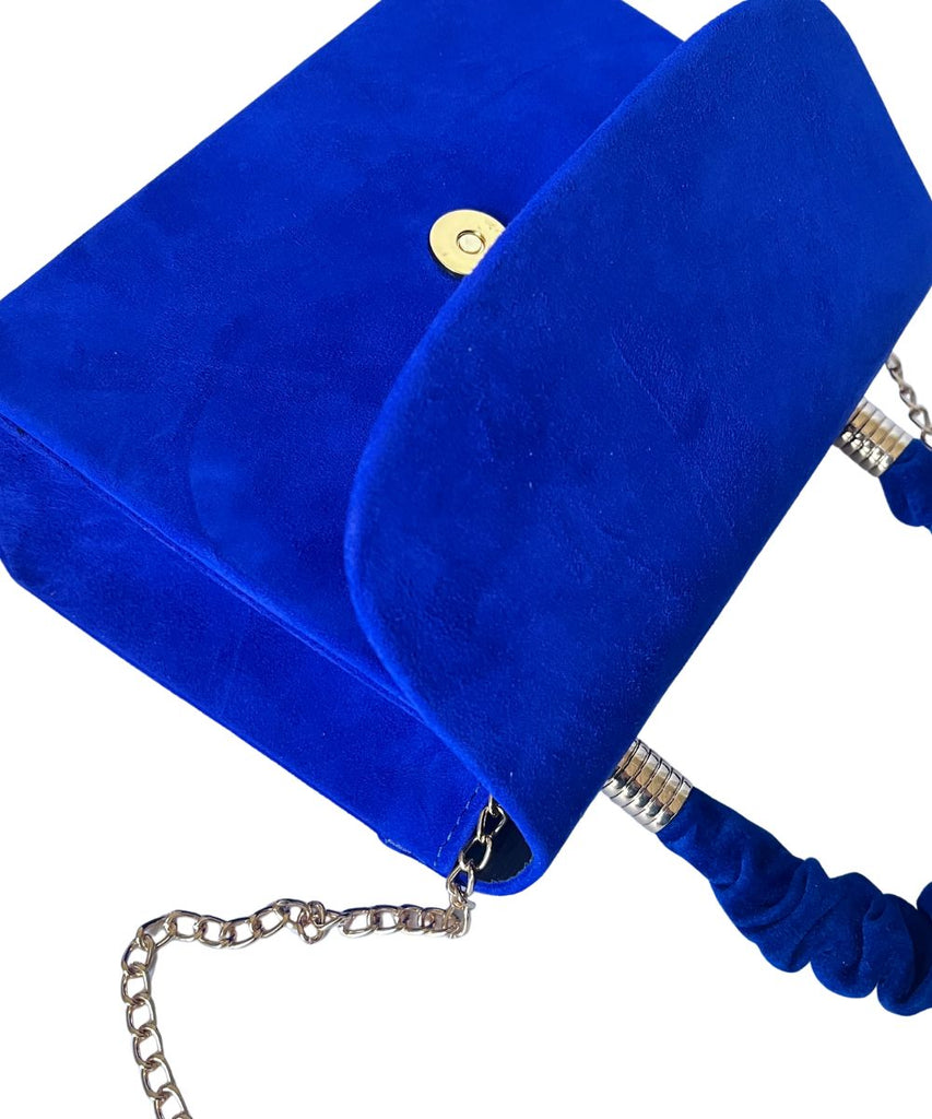 Fabucci- Royal -BluE -Suede -Handbag -with -Handle