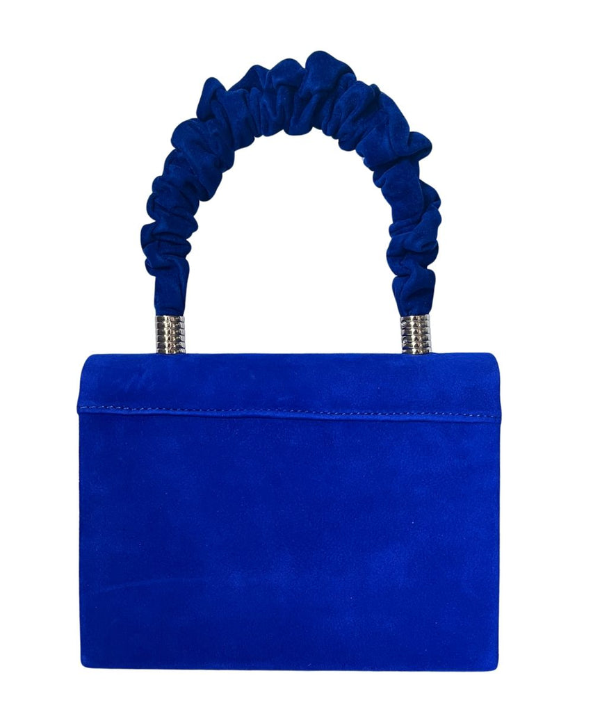 Fabucci- Royal -BluE -Suede -Handbag -with -Handle