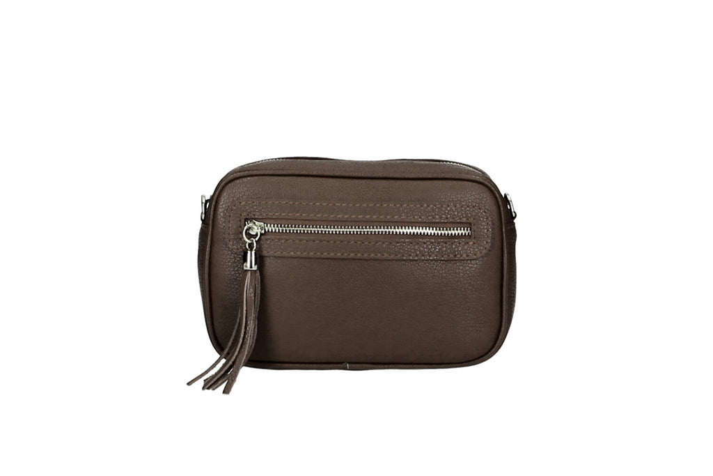 Fabucci -Brown-Leather -Crossbody -Bag -with -Zip