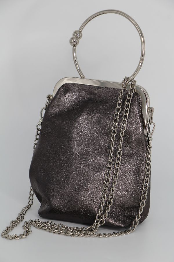Fabucci Pewter Leather Purse Style  Bag