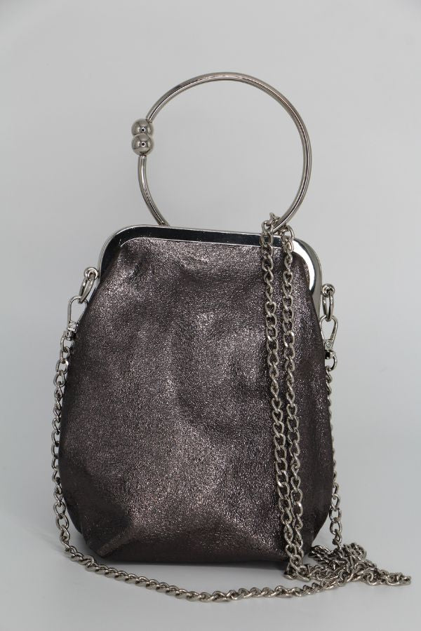Fabucci Pewter Leather Purse Style  Bag