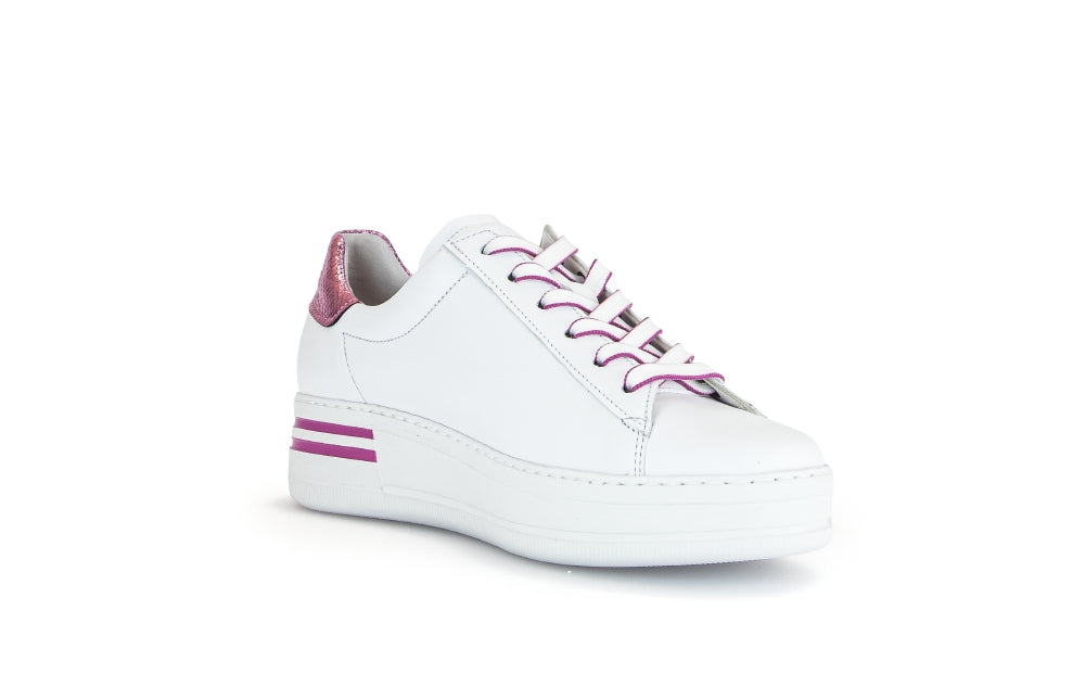 GABOR-White-platform-trianer-with-pink-heel-stripe