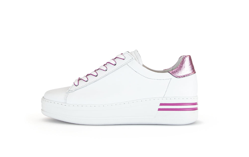 GABOR-White-platform-trainer-with-pink-heel-stripe