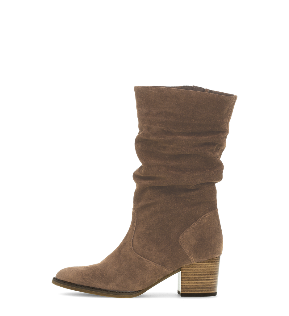 Gabo-r Tan- Suede -Mid -High -Ruched -Boot-99441