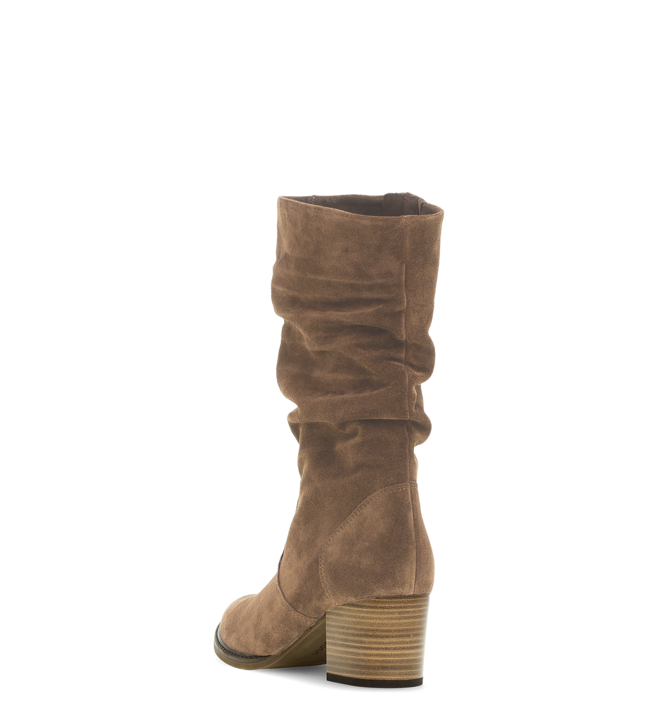 Gabo-r Tan- Suede -Mid -High -Ruched -Boot-99441
