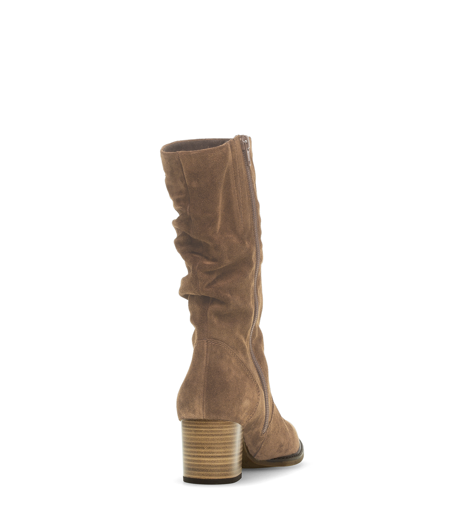 Gabo-r Tan- Suede -Mid -High -Ruched -Boot-99441