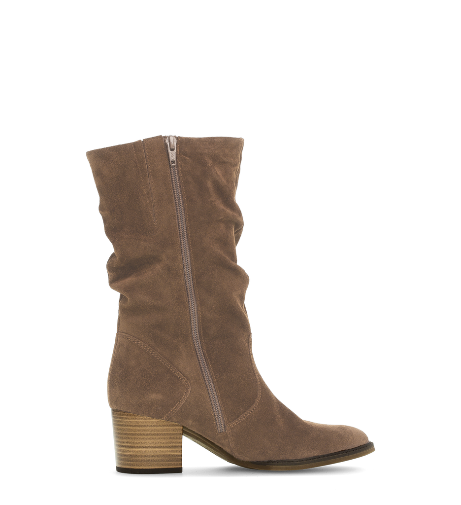 Gabo-r Tan- Suede -Mid -High -Ruched -Boot-99441