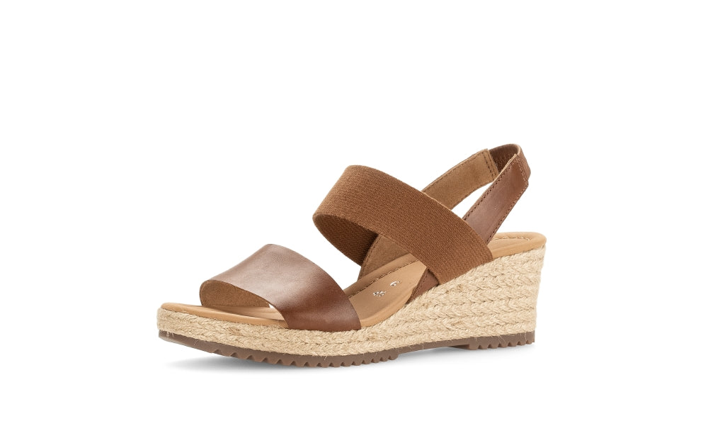 GABOR tan leather wedge sandal 4203453
