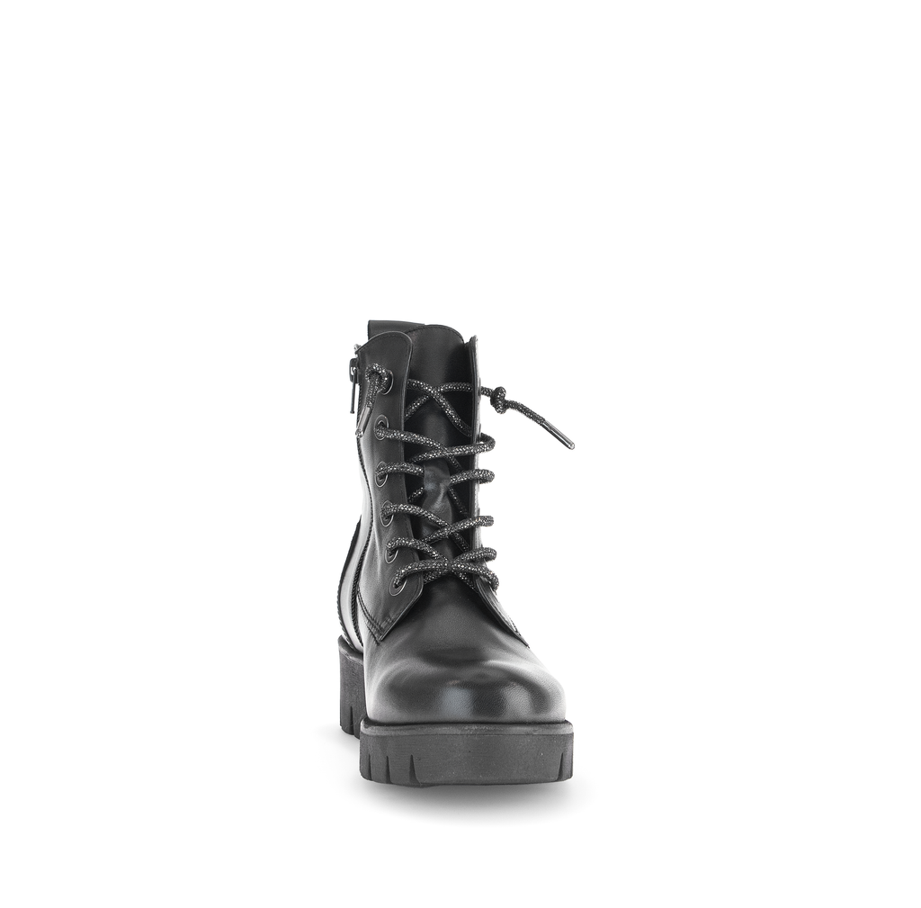 Gabor -Black -Leather -Lace -Up- Ankle -Boot-1