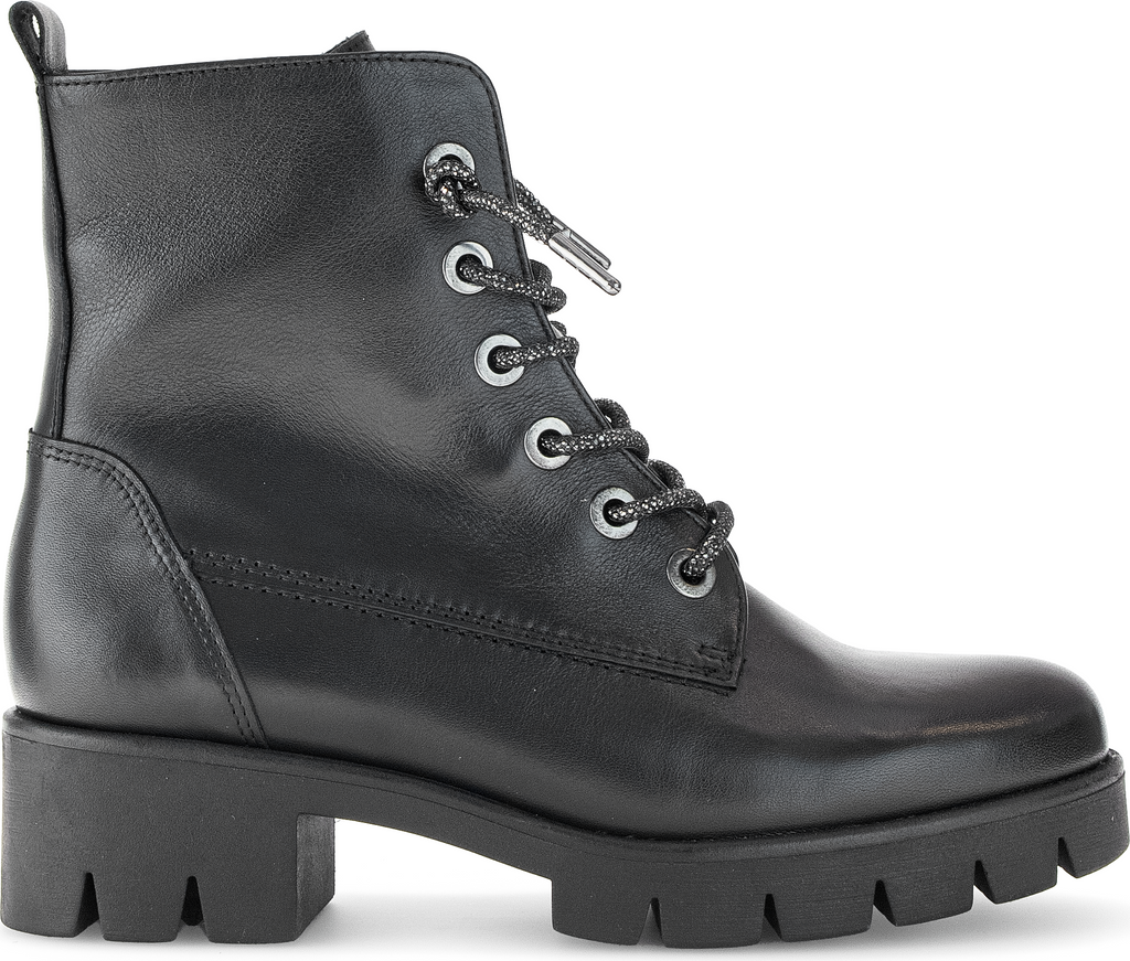 Gabor -Black -Leather -Lace -Up- Ankle -Boot-1