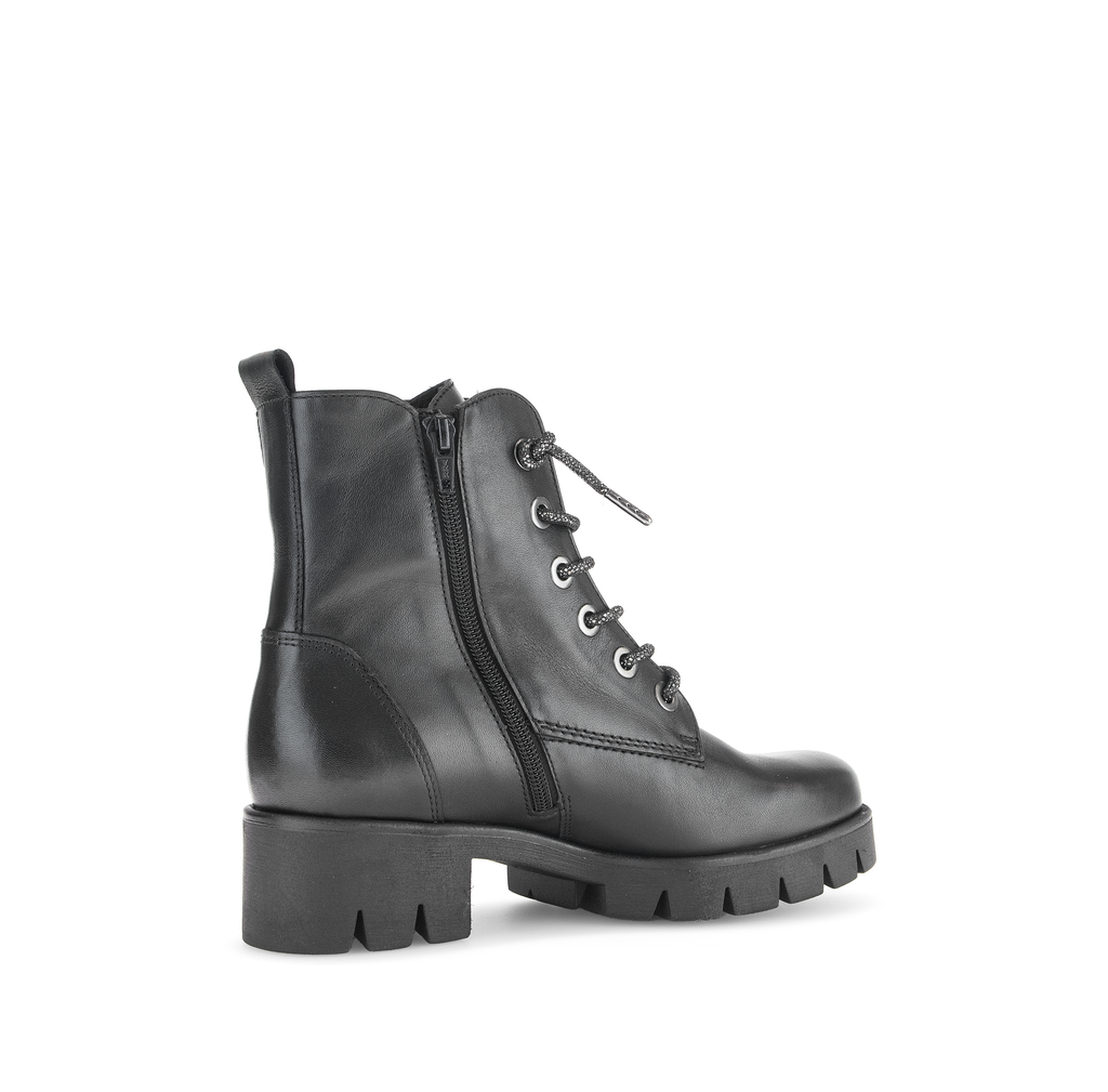 Gabor -Black -Leather -Lace -Up- Ankle -Boot-1