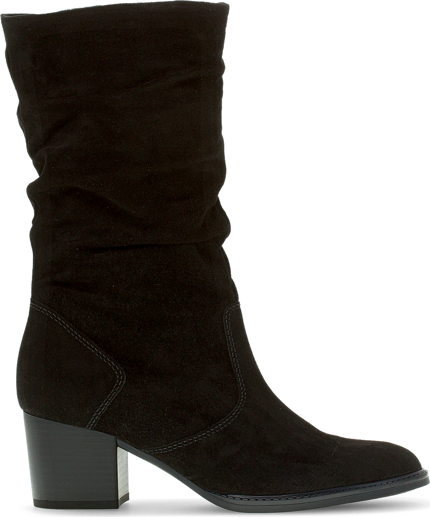 Gabor -Black -Mid -High -Ruched- Boot-99447