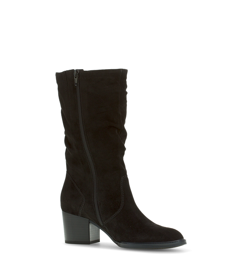 Gabor -Black -Mid -High -Ruched- Boot-99447