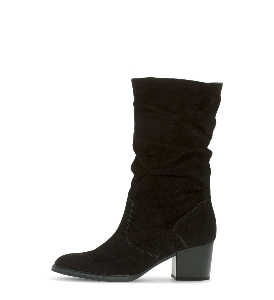Gabor -Black -Mid -High -Ruched- Boot-99447