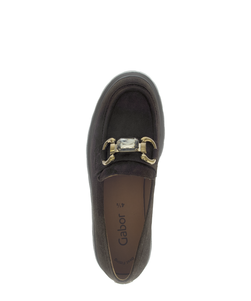 Gabor -Brown-Suede- Platform -Loafer-75304