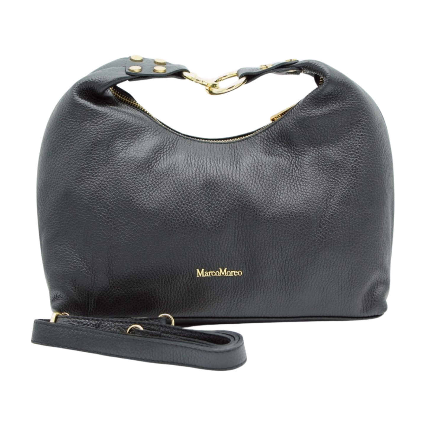 MARCO MOREO Black Leather Hobo Crossbody Bag 7168