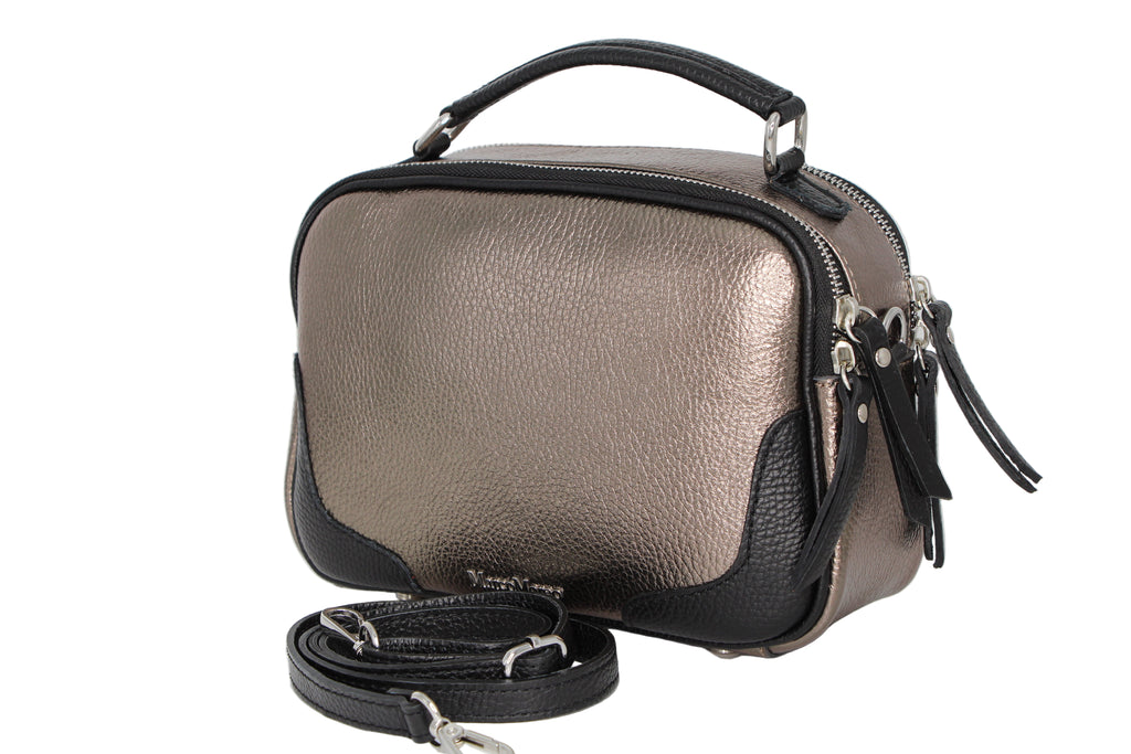 MARCO-MOREO-Pewter-Black -Handbag -with -strap-1926