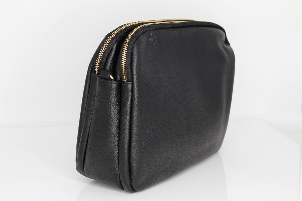 MARCO-MOREO- Black -Double- Zip -Crossbody -Bag- GARLAND