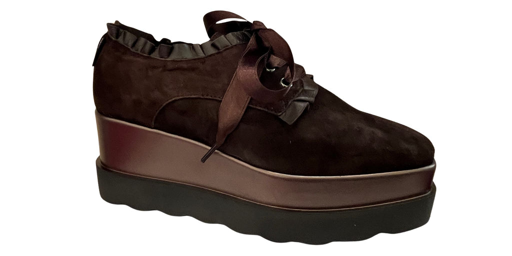 MARCO MOREO Brown Suede Platform Laced shoe  GABBI AM608