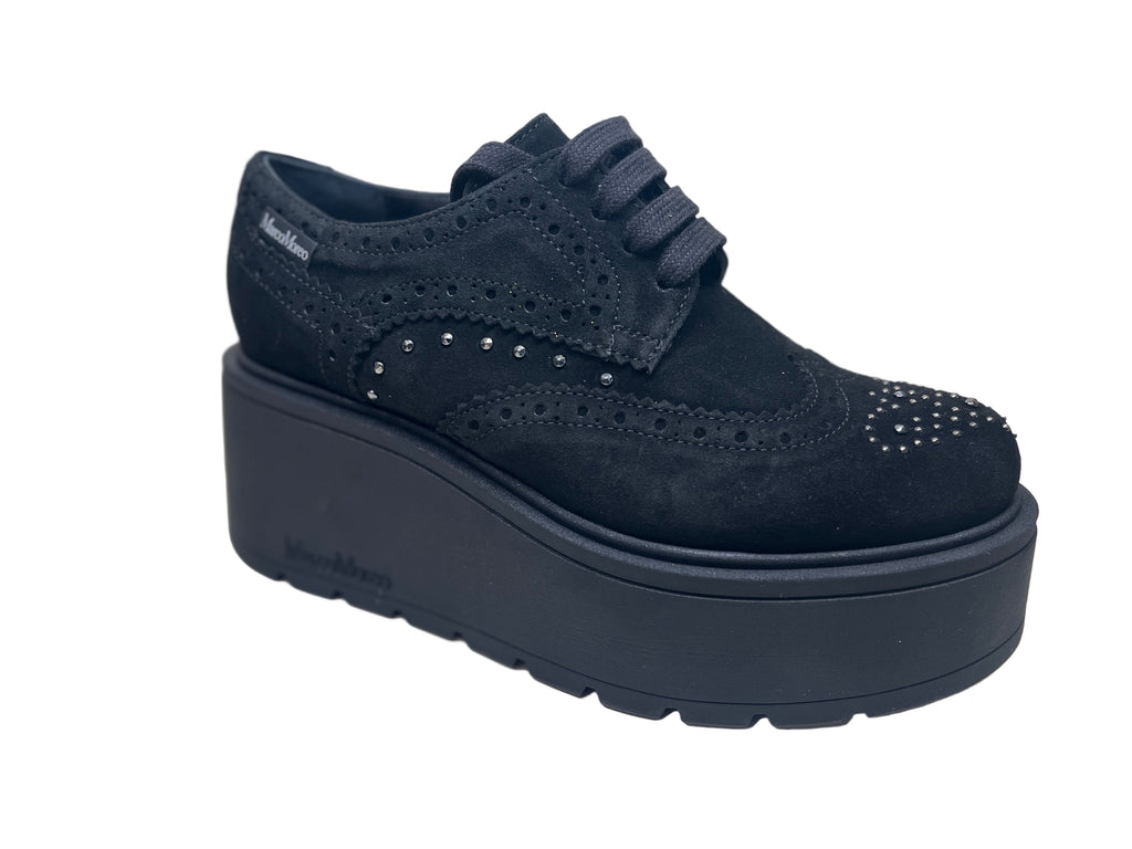 MARCO -MOREO- Black -Suede- Platform- Brogue-  A033-1