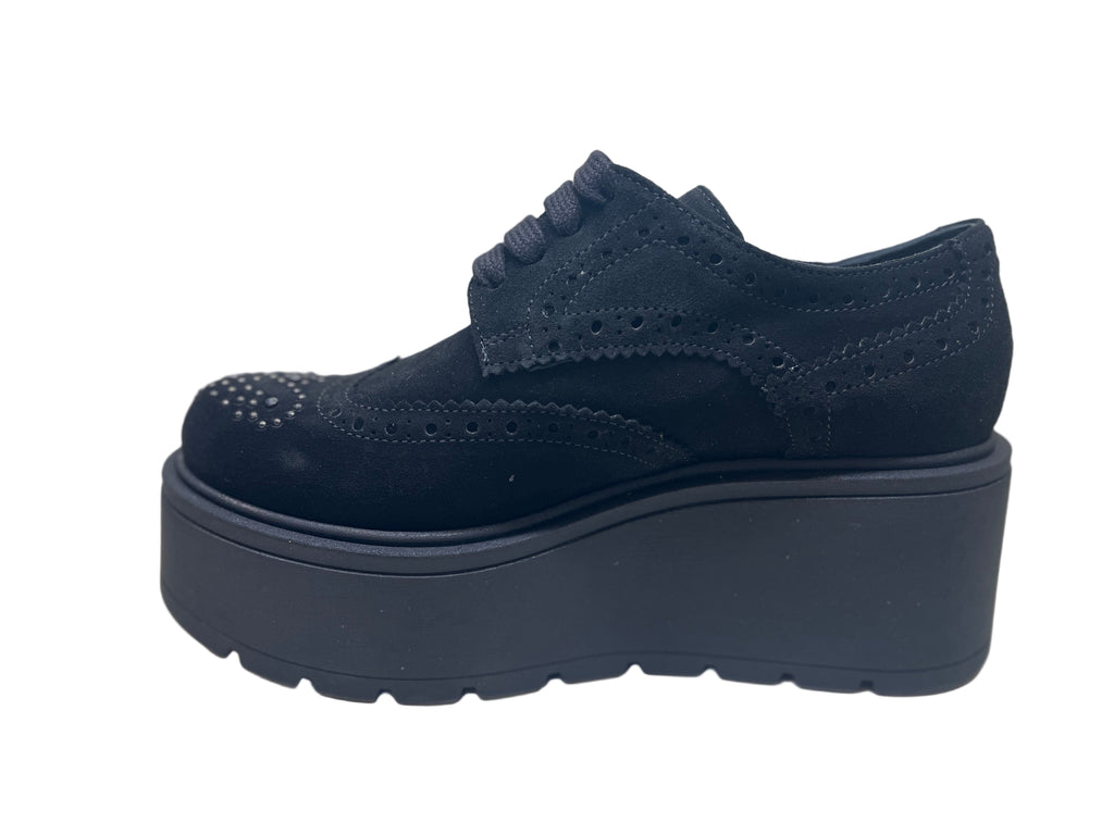 MARCO -MOREO- Black -Suede- Platform- Brogue-  A033-1