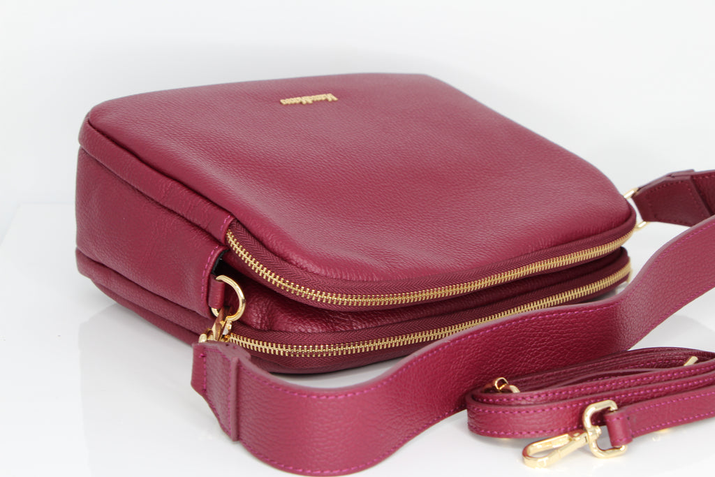 MARCO -MOREO- Burgundy -Double -Zip -Crossbody -Bag -GARLAND